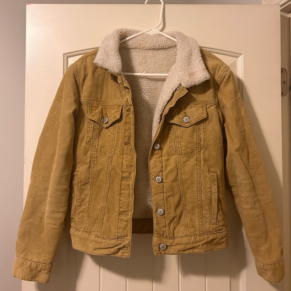 Brandy Melville Tan Corduroy Sherpa Jacket